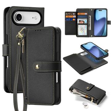 Étui portefeuille en cuir iPhone 17 Air avec couverture magnétique Dux Ducis Lawa - Noir