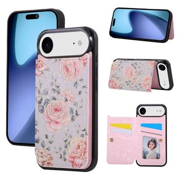 Étui à imprimé floral iPhone 17 Air avec porte-cartes RFID - Roses