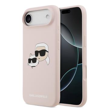 Coque MagSafe iPhone Air en silicone liquide Karl Lagerfeld Double Heads - Rose