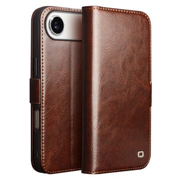 Etui Portefeuille iPhone 17 Air en Cuir Qialino Classic - Marron Foncé