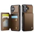 Étui Caseme C22 iPhone 17 avec portefeuille de cartes protégé par RFID - Marron