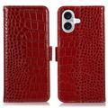 Étui Portefeuille iPhone 17 en Cuir avec RFID - Série Crocodile
