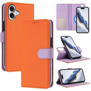 Étui portefeuille détachable iPhone 17 avec MagSafe, protection RFID et dragonne - Orange / Violet