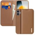 Etui Portefeuille iPhone 17 en Cuir Dux Ducis Hivo - Marron