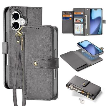 Étui portefeuille en cuir iPhone 17 avec couverture magnétique Dux Ducis Lawa - Gris