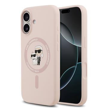 Coque iPhone 17 en silicone liquide MagSafe Karl Lagerfeld Karl and Choupette - Rose