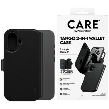 Étui portefeuille 2 en 1 iPhone 17 PanzerGlass Care Tango - Compatible MagSafe - Noir