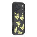 Coque iPhone 17 Pro en TPU à imprimé papillon - Jaune / Noire