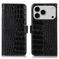 Étui Portefeuille iPhone 17 Pro en Cuir avec RFID - Série Crocodile