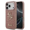 Coque iPhone 17 Pro Guess Fixed Glitter 4G Metal Logo - Rose