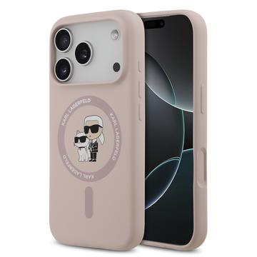Coque iPhone 17 Pro en silicone liquide MagSafe Karl Lagerfeld Karl and Choupette - Rose