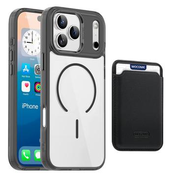 Coque MagSafe iPhone 17 Pro avec porte-cartes - Noire / Transparente