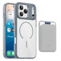 Coque MagSafe iPhone 17 Pro avec porte-cartes - Grise / Transparente