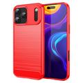 Coque iPhone 17 Pro Max en TPU Brossé - Fibre de Carbone - Rouge