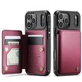 Étui Caseme C22 iPhone 17 Pro Max avec portefeuille de cartes protégé par RFID - Rouge