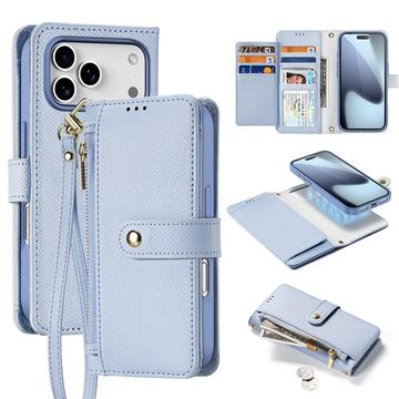 Étui portefeuille en cuir iPhone 17 Pro Max avec couverture magnétique Dux Ducis Lawa - Bleu ciel