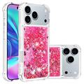 Coque iPhone 17 Pro Max en TPU Glitter Quicksand - Coeurs roses