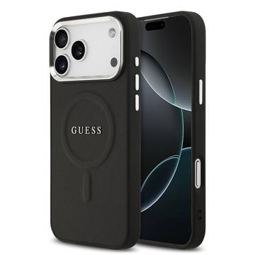Coque Hybride iPhone 17 Pro Max Guess Saffiano - Compatible MagSafe - Noire