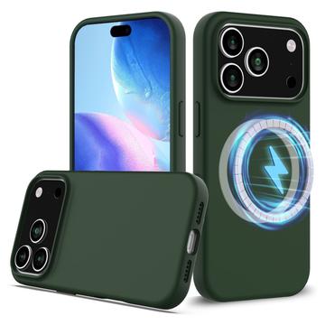 Coque iPhone 17 Pro Max en Silicone Liquide - Compatible MagSafe - Vert Foncé
