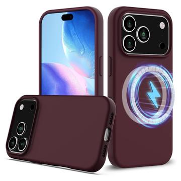 Coque iPhone 17 Pro Max en Silicone Liquide - Compatible MagSafe - Vin Rouge