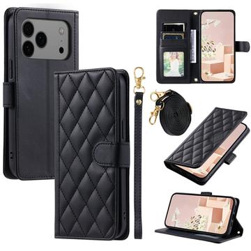Étui iPhone 17 Pro Max portefeuille matelassé luxueux - Noir