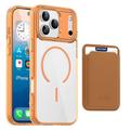 Coque MagSafe iPhone 17 Pro Max avec porte-cartes - Orange / Transparente