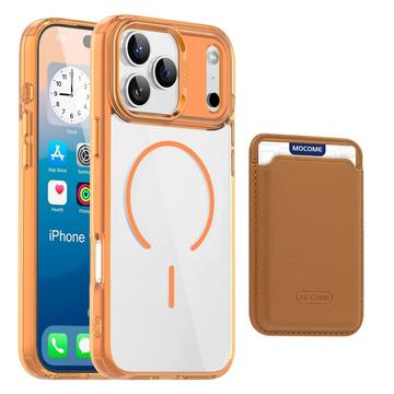 Coque MagSafe iPhone 17 Pro Max avec porte-cartes - Orange / Transparente