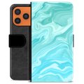 Étui Portefeuille Premium iPhone 17 Pro Max - Marbre Bleu
