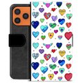 Étui Portefeuille Premium iPhone 17 Pro Max - Cœurs