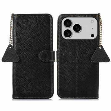 Étui Portefeuille iPhone 17 Pro Max en Cuir avec RFID - Noir