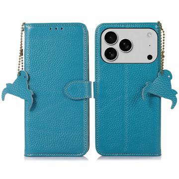 Étui Portefeuille iPhone 17 Pro Max en Cuir avec RFID - Bleu