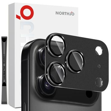 iPhone 17 Pro Northjo Protection complète de l\'objectif de l\'appareil photo en métal mat et verre trempé
