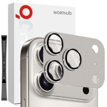 iPhone 17 Pro Northjo Protection complète de l\'objectif de l\'appareil photo en métal mat et verre trempé - Gris