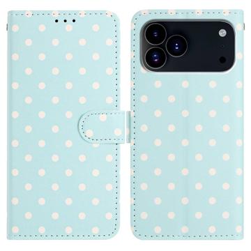 Coque portefeuille pour iPhone 17 Pro à motifs de pois - Bleu