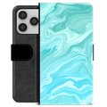 Étui Portefeuille Premium iPhone 17 Pro - Marbre Bleu