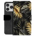Étui Portefeuille Premium iPhone 17 Pro - Feuilles Dorées