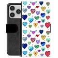 Étui Portefeuille Premium iPhone 17 Pro - Cœurs