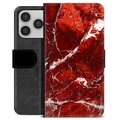 Étui Portefeuille Premium iPhone 17 Pro - Marbre Rouge