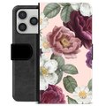 Étui Portefeuille Premium iPhone 17 Pro - Fleurs Romantiques