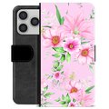 Étui Portefeuille Premium iPhone 17 Pro - Fleurs à L'aquarelle