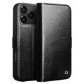 Etui Portefeuille iPhone 17 Pro en Cuir Qialino Classic - Noir