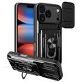 Coque Hybride iPhone 17 Pro à Anneau Rotatif avec Protection pour Appareil Photo - Noire
