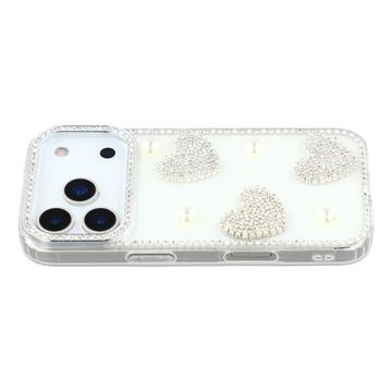 Coque hybride iPhone 17 Pro Amour étincelant et perle - Blanche