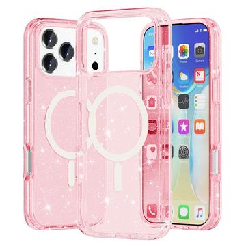 Coque Hybride iPhone 17 Pro - Série Stylish Glitter - Compatible avec MagSafe - Rose