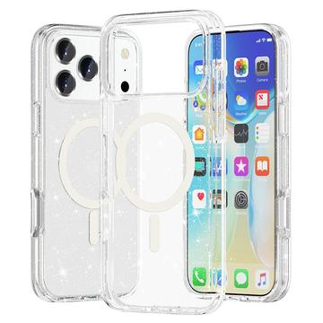 Coque Hybride iPhone 17 Pro - Série Stylish Glitter - Compatible avec MagSafe - Blanche