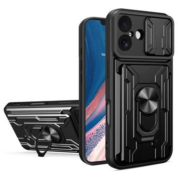 Coque Hybride iPhone 17 à Anneau Rotatif avec Protection pour Appareil Photo - Noire