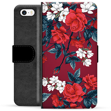 Étui Portefeuille Premium iPhone 5/5S/SE - Fleurs Vintage