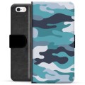 Étui Portefeuille Premium iPhone 5/5S/SE - Camouflage Bleu