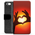 Étui Portefeuille Premium iPhone 5/5S/SE - Silhouette de Coeur