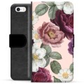 Étui Portefeuille Premium iPhone 5/5S/SE - Fleurs Romantiques